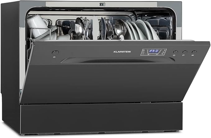 klarstein mini geschirrspüler 6 gedecke, leise mit 7 programmen, einbau für zuhause büro camping