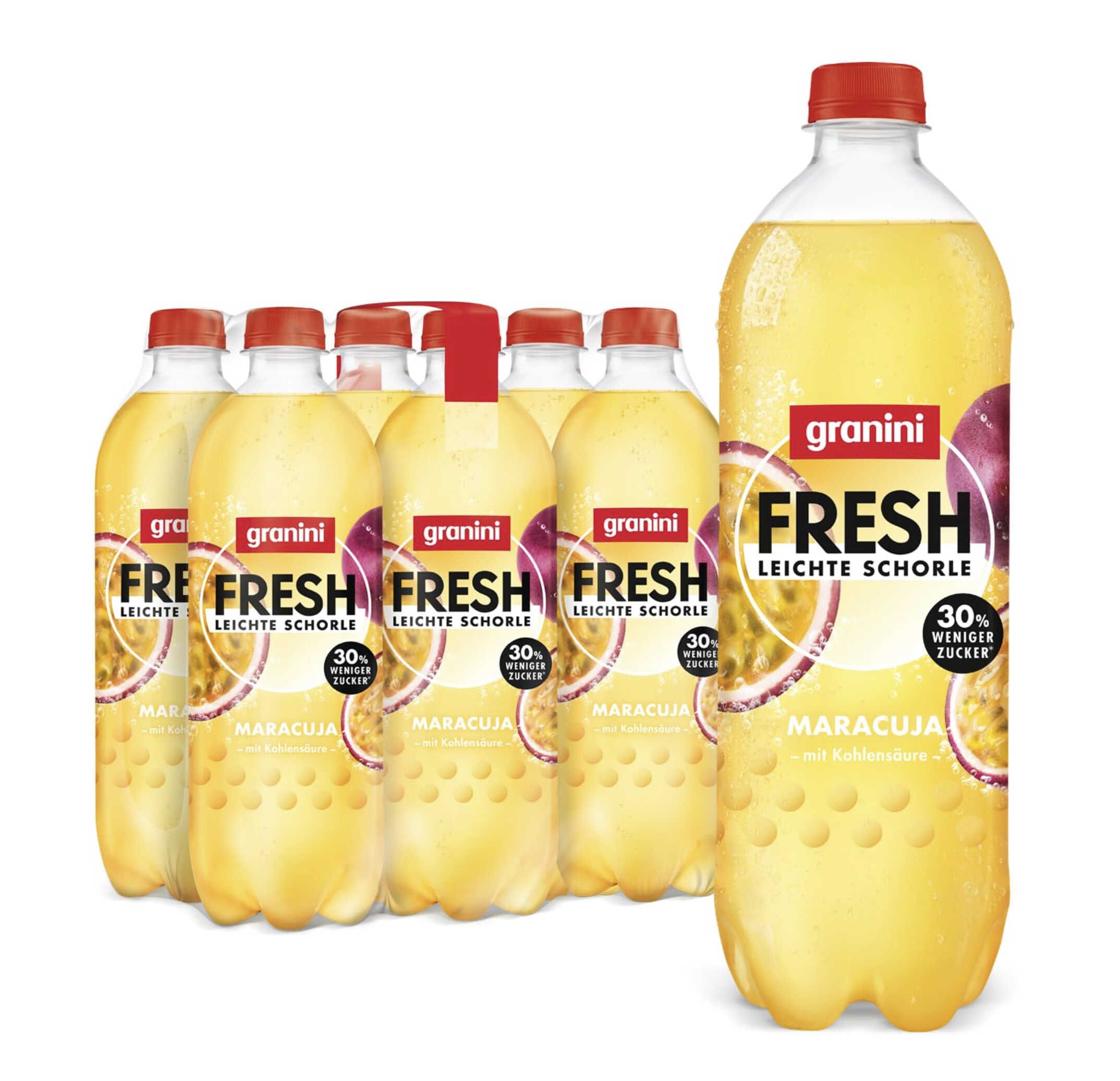 granini FRESH Maracuja (6 x 0,75l) - Maracuja-Erfrischungsgetränk, mit Kohlensäure