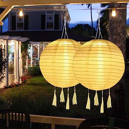 usmei solar lampion außen 2 stück led hängend wetterfest für garten dekoration 25cm