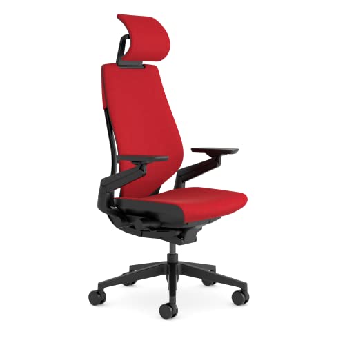 steelcase gesture ergonomischer bürostuhl, anpassbare kopfstütze rot