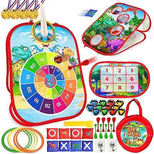 dartscheibe kinder 6 in 1 spielset von chennyfun mit dart, klettbällen, ring toss