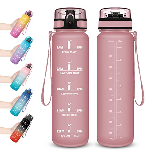 trinkflasche 1l mit zeitmarkierung und filter, bpa-frei, geeignet für sport, camping, outdoor