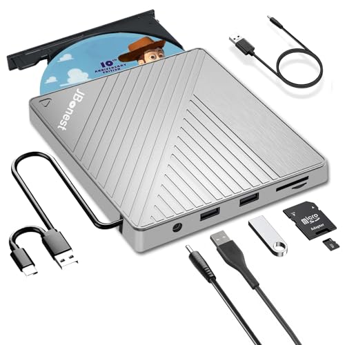 external cd dvd drive usb 3.0 mit sd/tf kartenslot, portable rw brenner für laptop, desktop, macbook