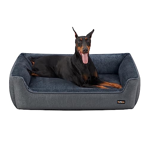 feandrea hundebett XXL dunkelgrau 120 x 90 cm mit rutschfester unterseite und waschbarem bezug