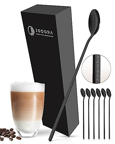 latte macchiato löffel schwarz 19cm - jodora 6 lange rostfreie edelstahl löffel