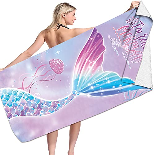 Produktbild: Queenshin strandtuch mikrofaser 75 x 150 cm, fischschwanz design, saugstark, schnelltrocknend, sandfrei, leicht