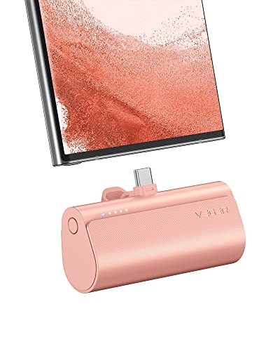 veger power bank 5000mah usb c 20w pd mini externes ladegerät rosa für android