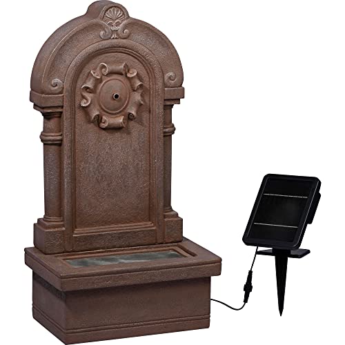 solarbrunnen dobar 96090e mit led beleuchtung, terrassenbrunnen aus polyresin, steingrau, 40 x 26 x 76 cm