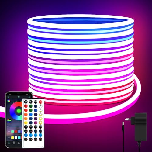 segrass neon led strip 10 m rgb, app steuerung, ip65 wasserdicht, flexibel, dekoration