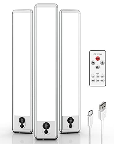 EZVALO LED Unterbauleuchte 23cm, kabellos, USB, Fernsteuerung, 3 Stück