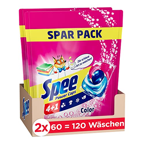 spee power caps color 4 + 1 waschmittel für bunte und dunkle wäsche, 120 ladungen