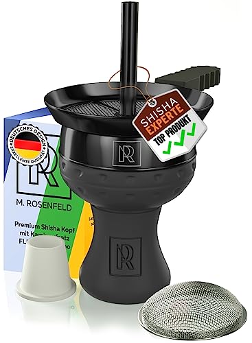 shisha kopf set mit kaminaufsatz von m. rosenfeld  handgefertigter tonkopf schwarz