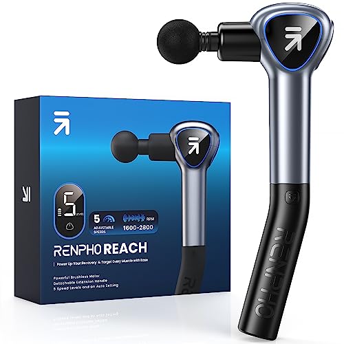 Produktbild: massage gun mit verlängerungshandgriff, renpho reach massager für muskelentspannung, grau