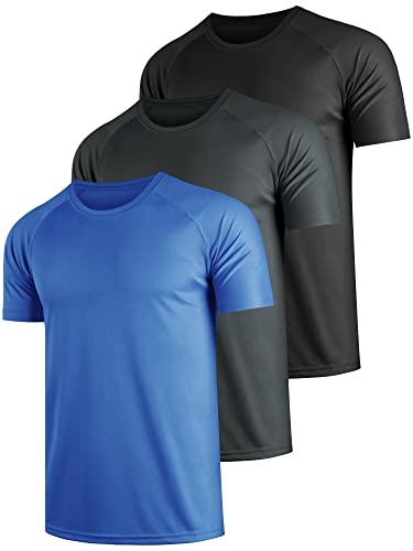 Produktbild: teesmen t shirt herren sport kurzarm 3er pack atmungsaktiv rundhals polyester gym fitness