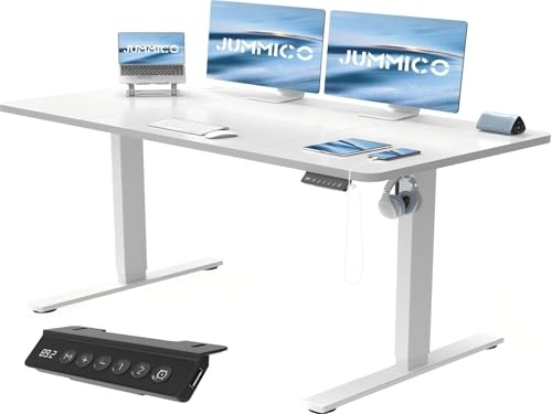 jummico höhenverstellbarer elektrischer schreibtisch stehpult 140 x 60 cm weiß