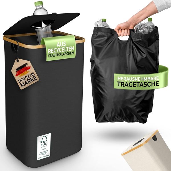 Pfandflaschen Sammelbehälter 100L mit Tragetasche - PET Flaschen Aufbewahrung