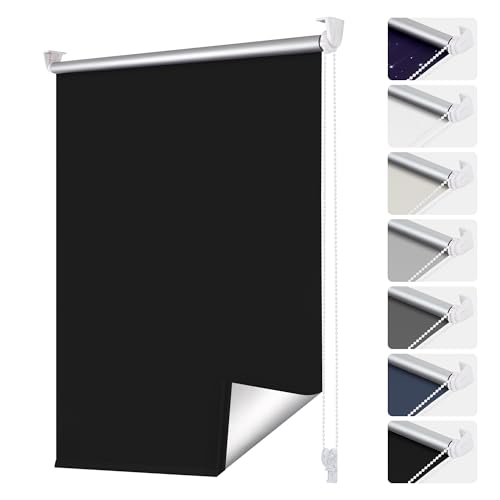 smartdemo blackout rollo 90 x 200 cm schwarz, ohne bohren, wärmeschutz, sichtschutz