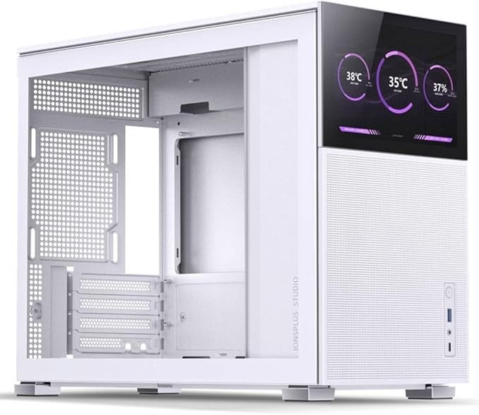 jonsbo d31 mesh gehäuse weiß, mini-tower, atx, 8 zoll display, glaskamera, usb-c, max 400mm gpu