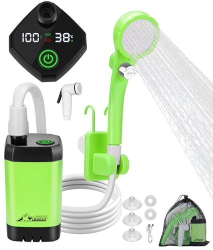 wadeo tragbare campingdusche akku mit pumpe, 6000/8000mAh, für camping reisen