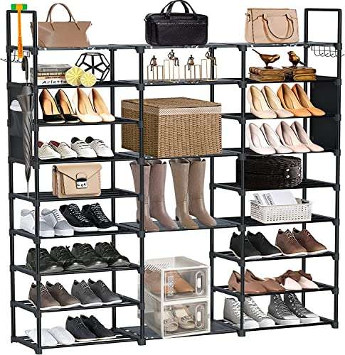 jolitac schuhregal 9 ebenen aus metall schmal für wohnzimmer ankleidezimmer flur 127x30x185cm, 50 paar schuhe