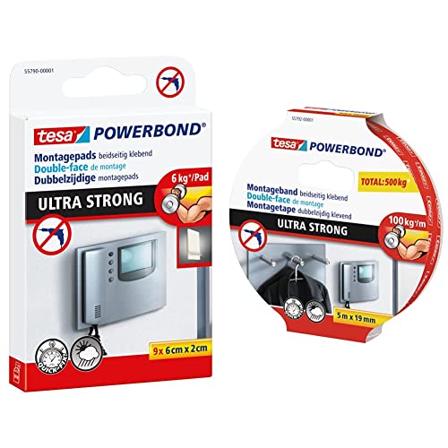 tesa Powerbond Ultra Strong klebepads 6x2 cm und doppelseitiges montageband 5 m