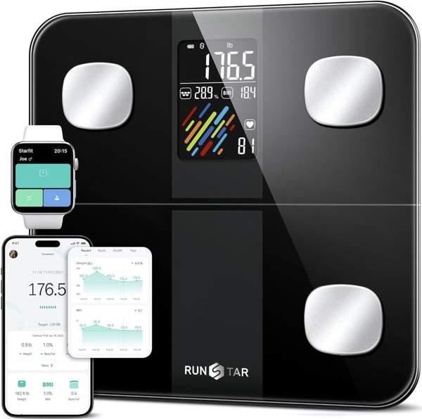 körperfettwaage runstar für bmi, herzfrequenz und 15 weitere werte, 33,99