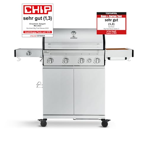 burnhard gasgrill 4-brenner big fred deluxe, infrarot-kita 900C, gusseisen, seitenspalter