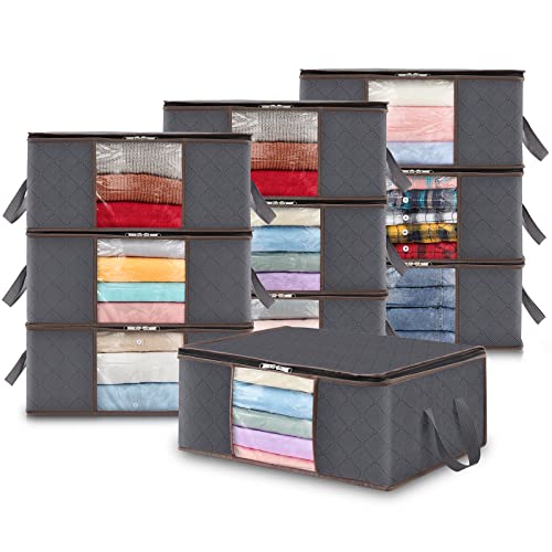 lifewit 10er set 35l aufbewahrungstaschen, unterbettboxen, faltbare lagertaschen, grau