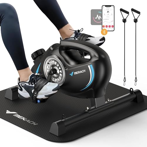 merach pedaltrainer, beintrainer für zuhause mit widerstandsbändern und rutschfester matte