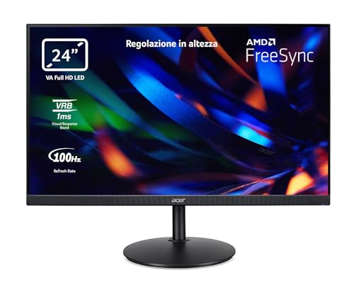 acer monitor 23,8 zoll full hd 100hz hdmi 75hz vga 4ms freeSync höhenverstellbar schwarz