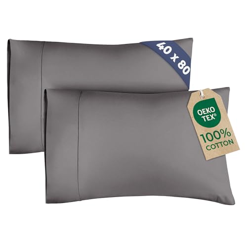 kissenbezüge 40 x 80 cm dunkelgrau 2er-pack aus 100% baumwolle, atmungsaktiv, oeko-tex