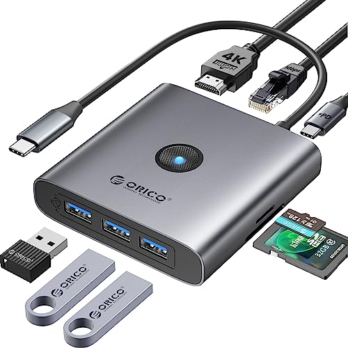orico usb c docking station 8 in 1 hub mit 4k hdmi, usb 3.0, gigabit ethernet, pd