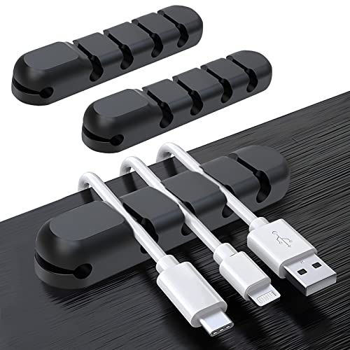 kepeak kabelclips selbstklebend schwarz, kabelhalter mit 5 löchern, 2 stück