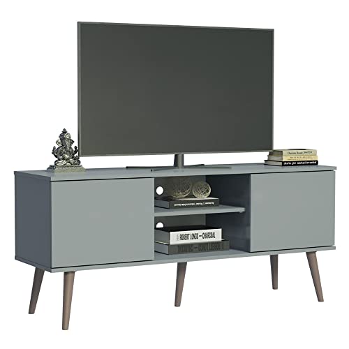 madesa tv schrank grau für tv bis 55 zoll, 2 türen, 2 regale, 136 x 40 x 60 cm