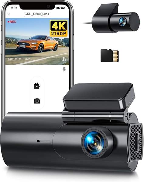 gku dashcam 4k/2,5k vorne hinten, dual kamera mit wifi und 64gb sd karte