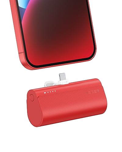 VEGER Mini Power Bank 5000mAh, 20W PD, tragbare Powerbank, schnelles Aufladen, kompatibel mit iPhone, rot