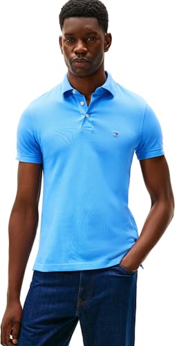 Tommy Hilfiger Herren Poloshirt Kurzarm Slim Fit 1985, Blau (Blue Spell), XL