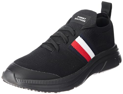 tommy hilfiger runner sneaker herren schwarz 40 eu, knit stripes