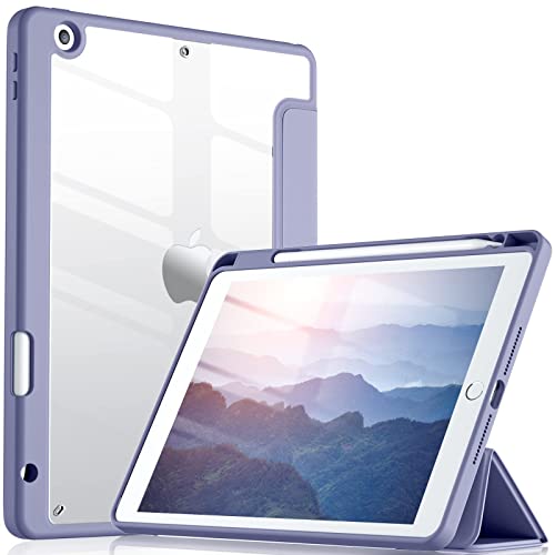 vobafe transparentes case für ipad 9 8 7 generation 10.2 zoll mit stifthalter, blau grau