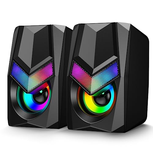 Uythumidid PC lautsprecher set, 2.0 usb gaming lautsprecher, mini rgb, plug & play