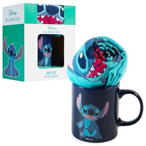 disney stitch geschenkset damen tasse socken set marineblau