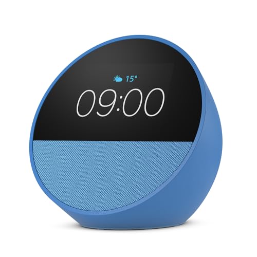 amazon echo spot 2024, smarter wecker mit alexa und klang, blau