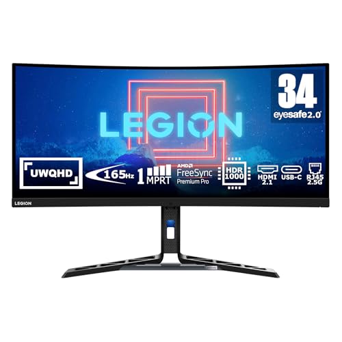 lenovo legion gaming monitor 34" WQHD 3440x1440 180Hz 1ms USB-C HDMI schwarz