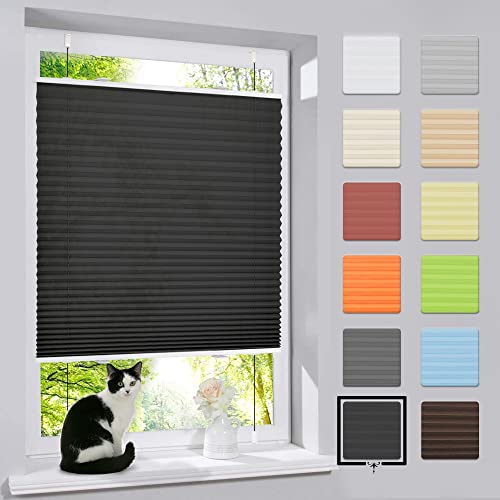 bobodeco plissee ohne bohren 55x100cm klemmfix faltrollo jalousie schwarz lichtdurchlässig