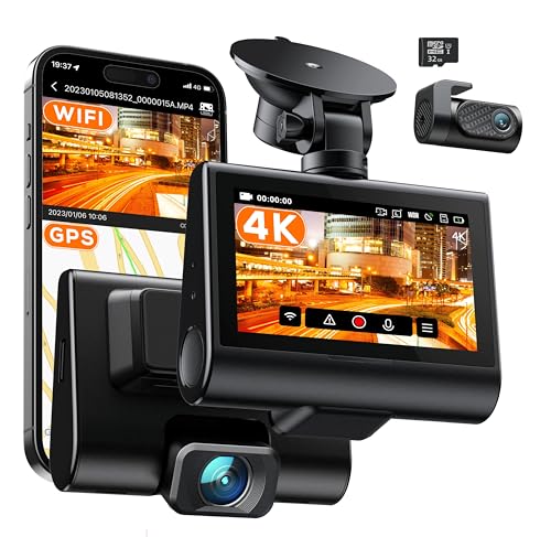 iZEEKER 4K dashcam vorne hinten mit gps, wi-fi, 170 weitwinkel, 32 GB SD-Karte