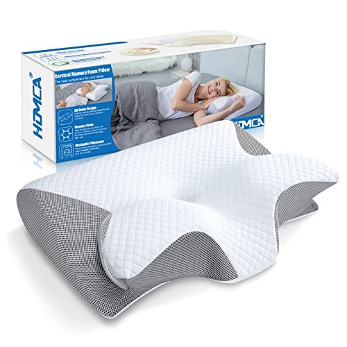 HOMCA ergonomisches nackenkissen 2 in 1 orthopädisches memory foam 60x40x12/14 cm grau