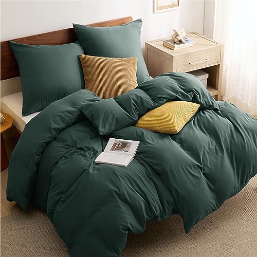 bedsure bettwäsche 135x200 4-teilig waldgrün, 2 bettbezüge, 2 kissenbezüge, öko-tex