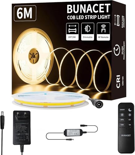 bunacet led strip 6 m 24 v dimmbar warmweiß 3000 k 2880 leds mit fernbedienung für innenräume