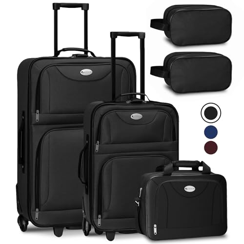 trolley reisekoffer set 5-teilig 60 l wasserabweisend leicht schwarz - Juskys
