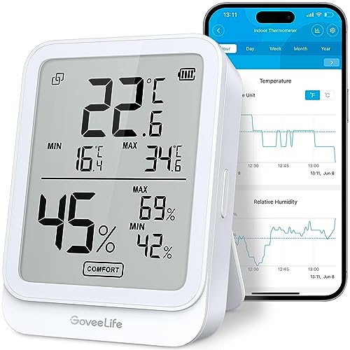 goveelife thermometer hygrometer innen bluetooth mit alarm und app datenspeicherung